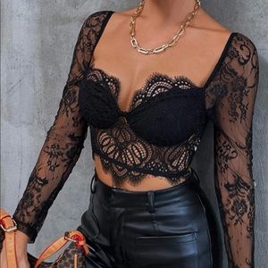 Shein laced crop tee